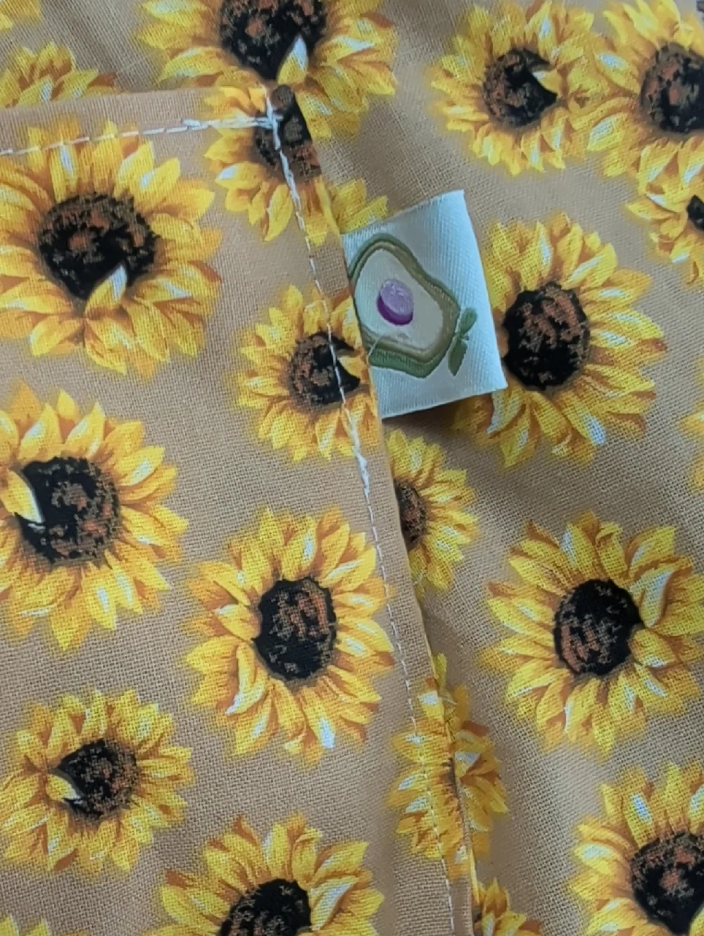 Denim Color Block Handmade Hobo Bag With Sunflower Pattern Lining.